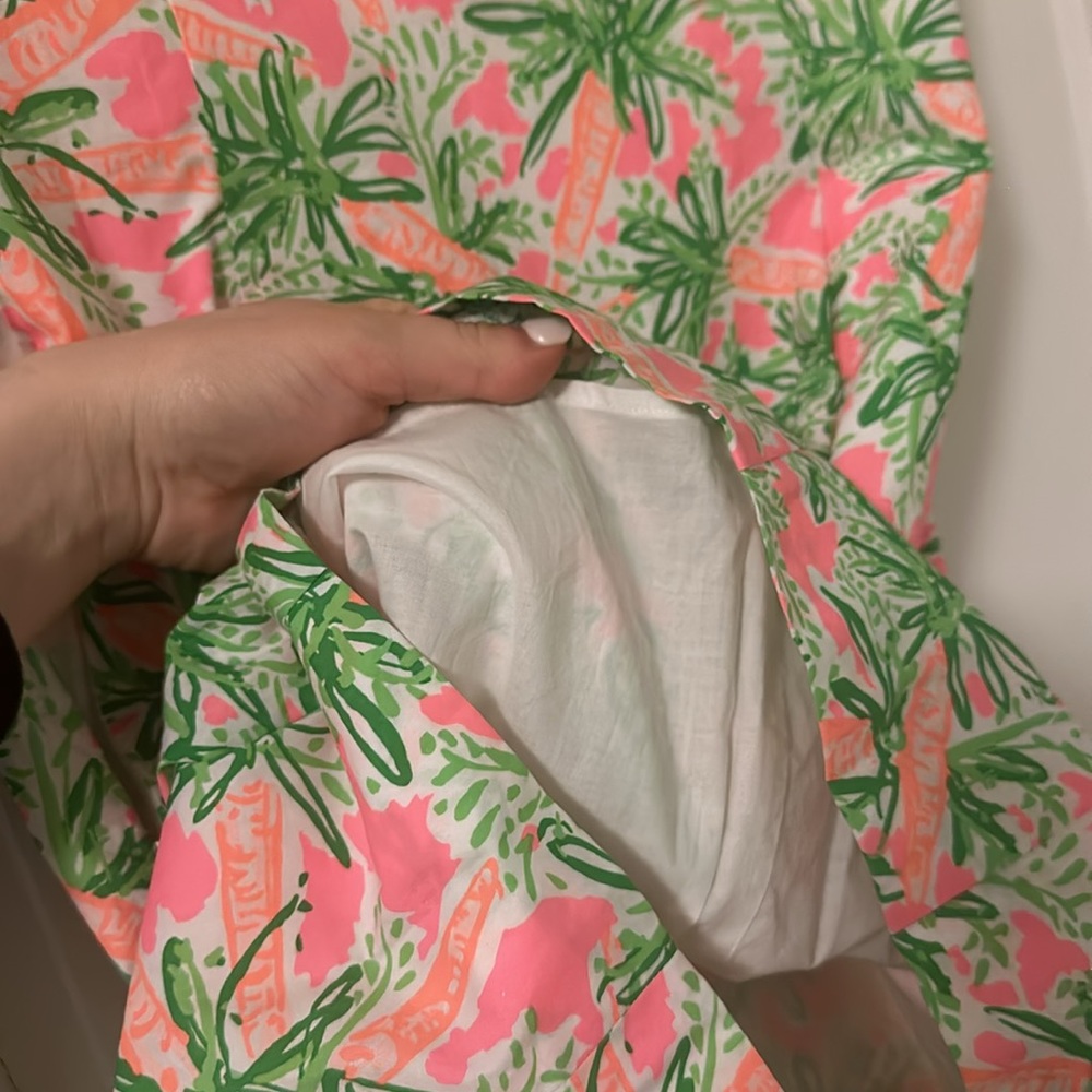 Lilly Pulitzer Lacina Dress Nibbles Carrot Print Lattice Neckline - Picture 11 of 13